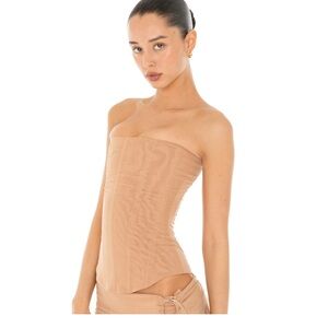 ARE YOU AM I Strapless Nude Corset Top